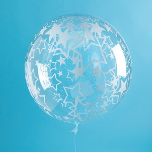 Deco Crystal Clear Ballon - Motiv Sterne weiß - XL...