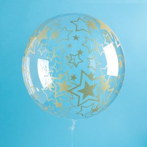Ballon Sterne gold - XL/Stretchfolie/Crystal Clear - 56...