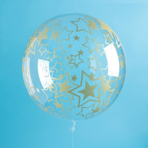 Deco Crystal Clear Ballon - Motiv Sterne gold - XL - 61...