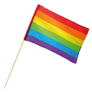 Fahne am Stab Regenbogen 78 cm