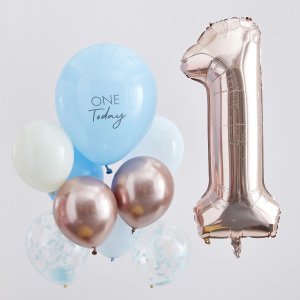 Today Balloon Bundle - Blue and Rosegold 1