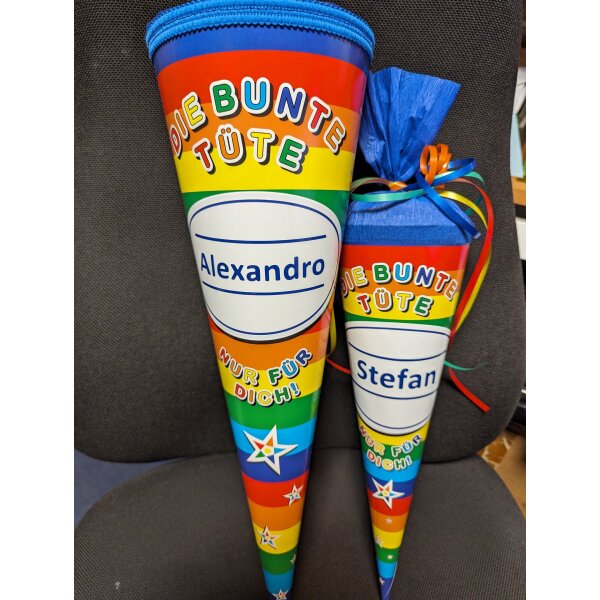Schult&uuml;te - DIE BUNTE T&Uuml;TE - (35/50/70 cm) - incl Text