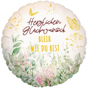 Folienballon - Motiv Herzlichen Gl&uuml;ckwunsch Bleib...
