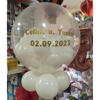 Explosionsballon Transparent XXL mit eigenem Text, ca 80cm