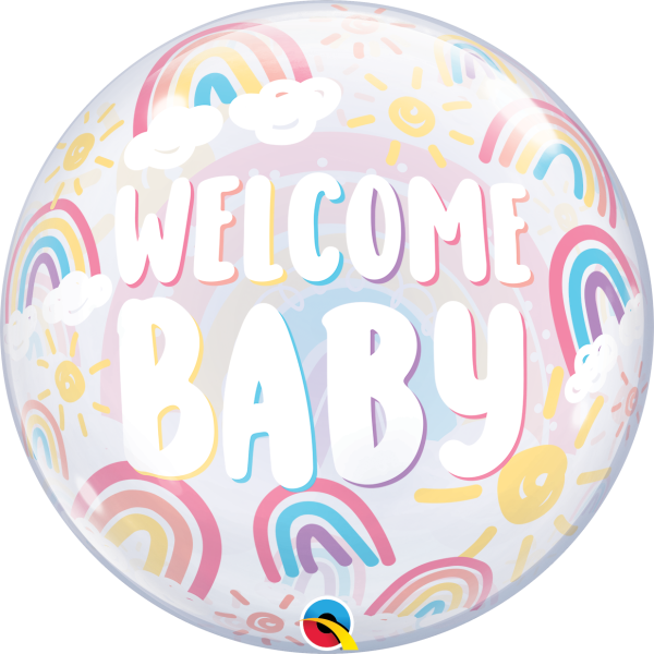 Single Bubble Ballon - Motiv  Welcome Baby BOHO - XL -...