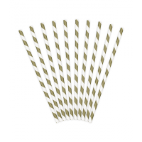 Papierstrohhalme Gold-Weiss (10)