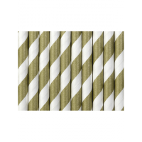 Papierstrohhalme Gold-Weiss (10)