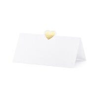 Tischkarten - weiß goldherz (10)