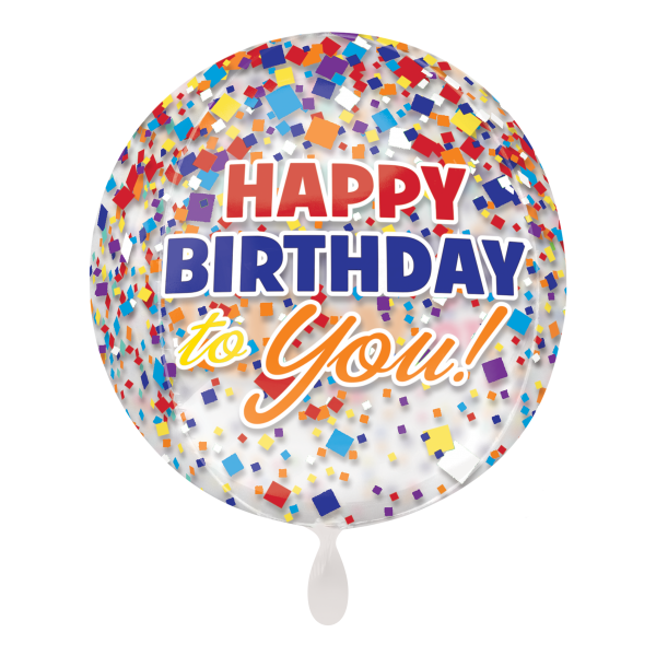 Folienballon - ORBZ Motiv Happy Birthday Confetti - XL - 50cm/0,04m³