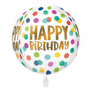 Folienballon - ORBZ Motiv Happy Birthday Dots - XL -...