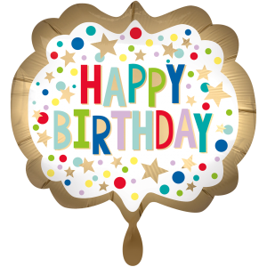 Folienballon - Figur Happy Birthday Wappen Gold Satin -...