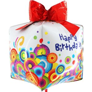 Folienballon - ORBZ Motiv Happy Birthday Geschenkbox - XL - 50cm/0,04m&sup3;