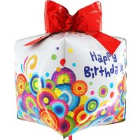 Folienballon - ORBZ Motiv Happy Birthday Geschenkbox - XL - 50cm/0,04m³