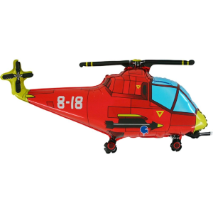 Folienballon - Figur Helicopter Rot - XL - 102 cm / 0,07...
