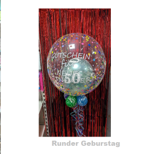 Geschenkballon - Bubble Konfigurator Regenbogen- mit Text- mit Geld (kann nur abgeholt werden)- 1 Ballon