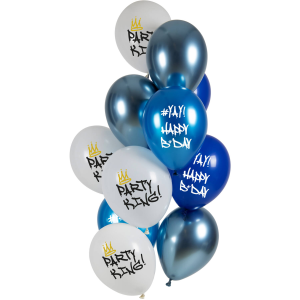 Latexballon-Set - Party King - 33 cm / 0,02m³ - 12er