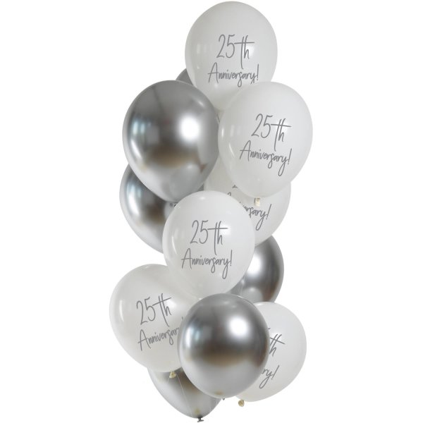 Latexballon - Silver Anniversary - 33cm/0,02m³ - 12er