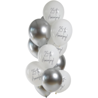 Latexballon - Silver Anniversary - 33 cm / 0,02m³ - 12er