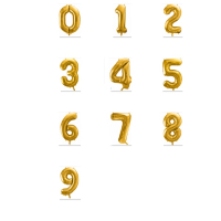 Folienballon - Zahl 0 - 9 Gold - XXL - 86 cm / 0,07 m³