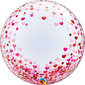 Deco Bubble Ballon - Motiv Confetti Herzen rot / pink -...