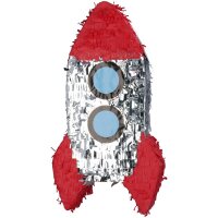 Pinata - Rakete rot/silber -  40 cm