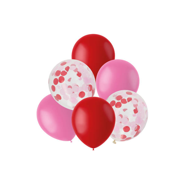 Latexballon-Set - Mix Rot & Rosa (6)