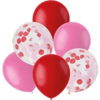 Latexballon-Set - Mix Rot & Rosa (6)