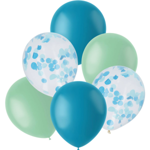 Latexballon-Set - Mix Blau & Minze (6)