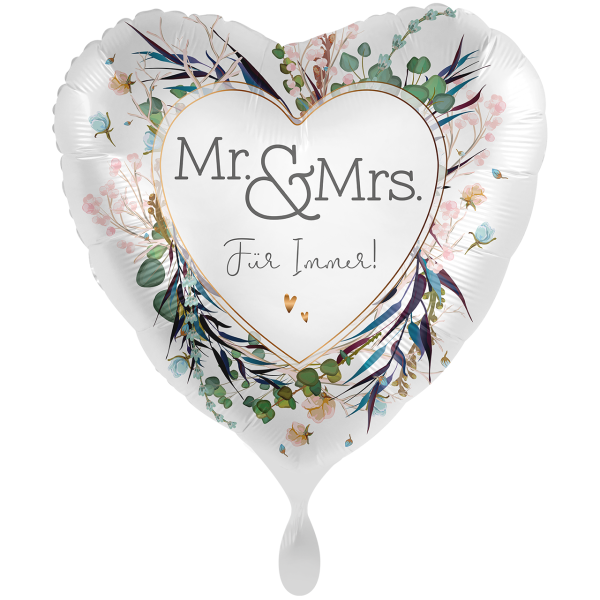 Folienballon - Motiv Mr. & Mrs. Für immer - S / XXL - 43 / 71 cm
