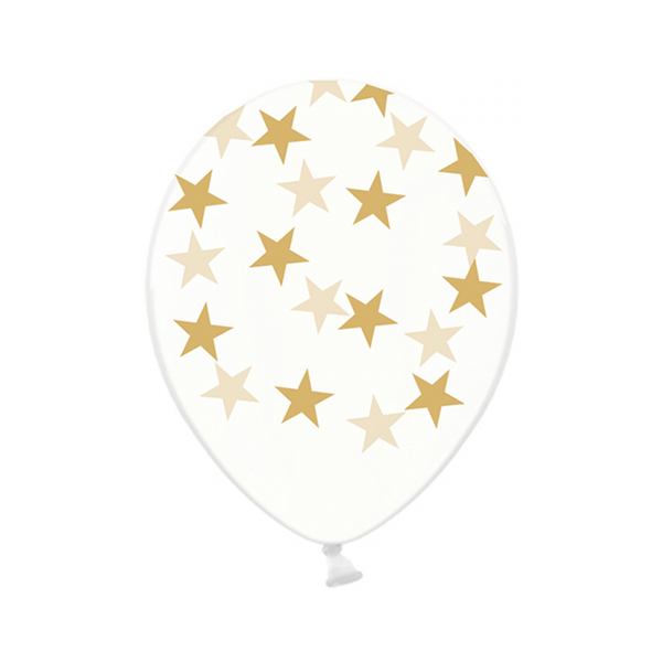 Latexballon - Motiv Clear Sterne Gold