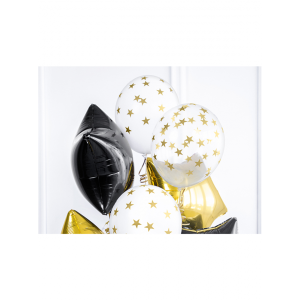 Latexballon - Motiv Clear Sterne Gold