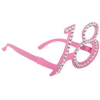 Brille Zahl 18 Strasssteine - rosa