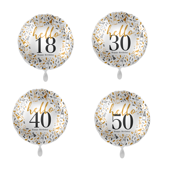 Folienballon - Motiv Hello 18 / 30 / 40 / 50 - XXL - 71 cm / 0,07 m³