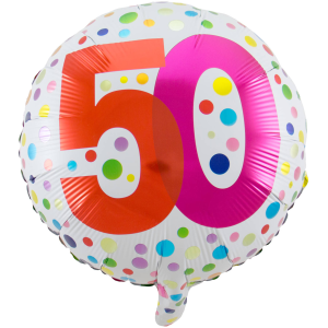 Folienballon - Motiv Zahl18 / 30 / 40 / 50 Rainbow Dots -...