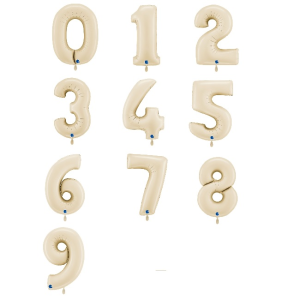 Folienballon - Zahl 0 - 9 Creme - XXXL - 102 cm / 0,09...
