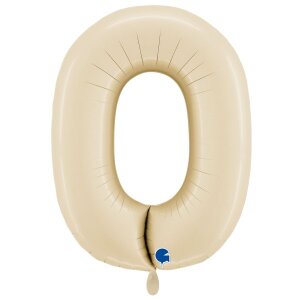 Folienballon - Zahl 0 Creme - XXXL - 102 cm / 0,09 m&sup3;