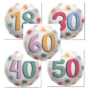 Folienballon - Motiv Zahl 18 / 30 / 40 / 50 / 60...