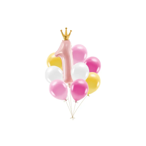 Latex-Luftballon-Set First Birtday Rosa (9)