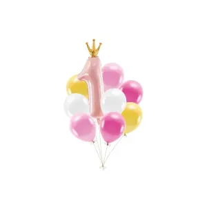 Latex-Luftballon-Set First Birtday Rosa (9)