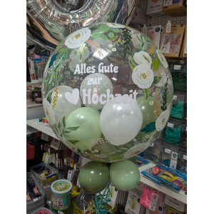 Geschenkballon - Bubble Wedding Floral mit Namen