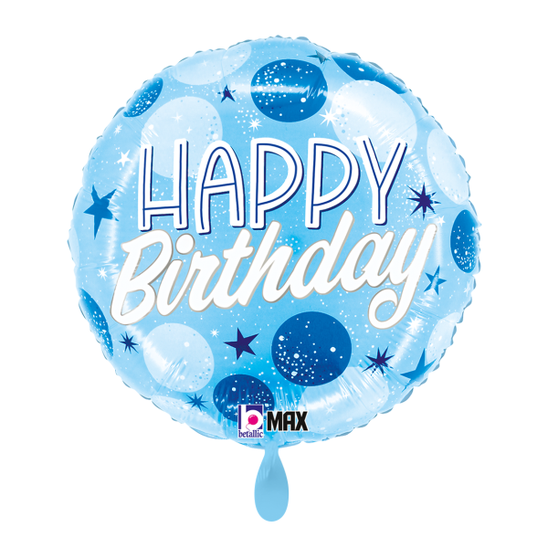 Folienballon - Motiv B - Day Blue Sparkle Dots - S - 46...