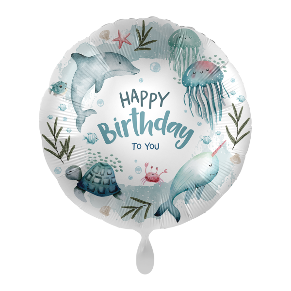 Folienballon - Motiv Fishy Fun Birthday - S - 43 cm /...