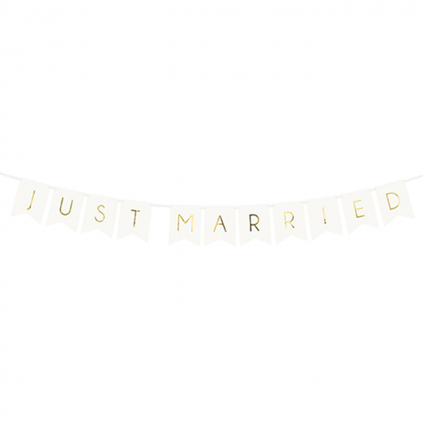 Wimpelgirlande - Just Married wei&szlig; - 15x155 cm