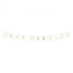 Wimpelgirlande - Just Married weiß - 15x155 cm