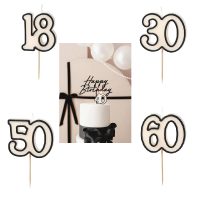 Zahlenkerze 18,30,40,50,60 schwarz/wei&szlig;
