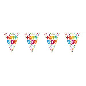 Wimpelkette - Happy Birthday Rainbow Dots - 10 m