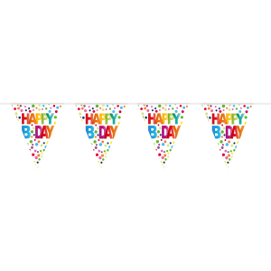 Wimpelkette - Happy Birthday Rainbow Dots - 10 m