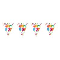 Wimpelkette - Happy Birthday Rainbow Dots - 10 m