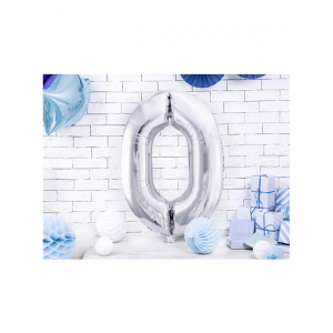 Folienballon - Zahl 0 - 9 Silber - XL - 66 cm / 0,05 m³