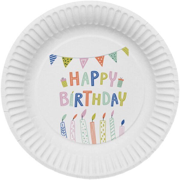 Pappteller - Happy BirthdayParty Green - &Oslash; 23 cm, (8)